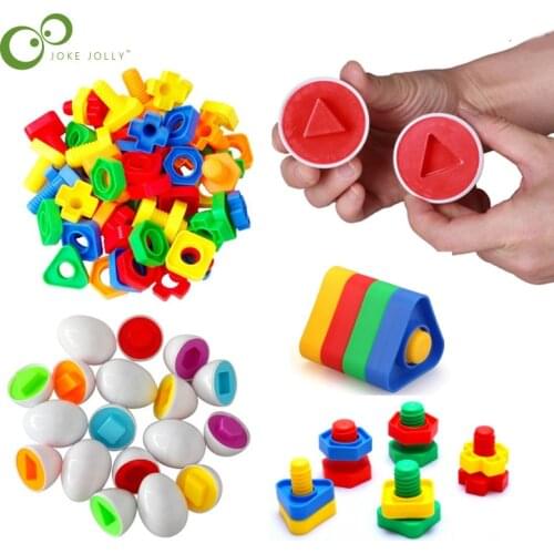 4pcs/set Learning Education toys Mixed Shape Wise Pretend Puzzle Smart Eggs /Plastic Screw Baby Kid Learning toys GYH