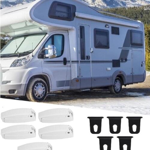 5pcs Suite Car Camper Trailer Travel Luggage Car Accessories White Door and Window Buckle Black Sunshade Hook