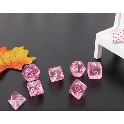 7Pcs Clear Polyhedral Game Dice For Dragon Pathfinder D20 D12 2xD10 D8 D6 D4 F2TC