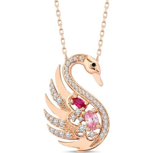 925 sterling Silver Zircon Stone Swan Pendant