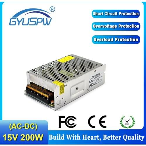 AC-DC 15V 13.3A 200W Switching Power Supply Led Transformer 220V 110V to DC15V Adjustable Power Source for LED Light LED Display