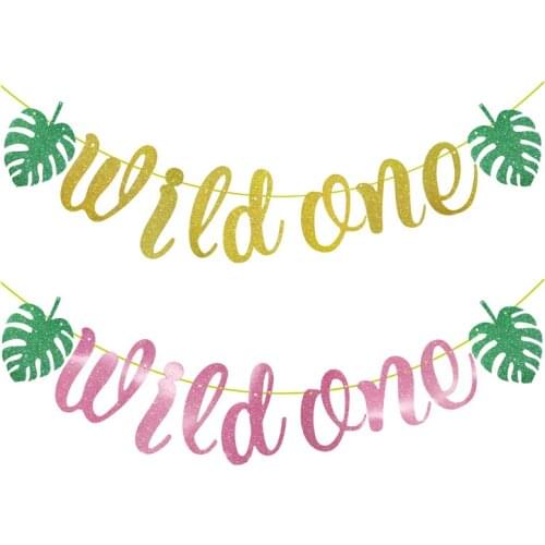 1Set Wild One Banner Boy Girl 1st Birthday Party Decoration Baby Shower Kids 1 Year Old High Chair Bunting Anniversary Supplies