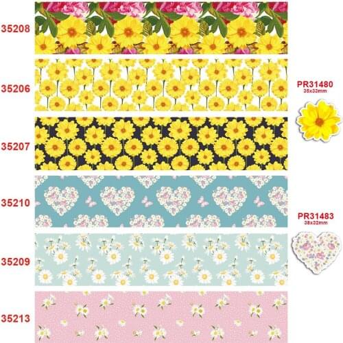 Free shipping 50 yard per size flower ribbon printed grosgrain ribbon 35208