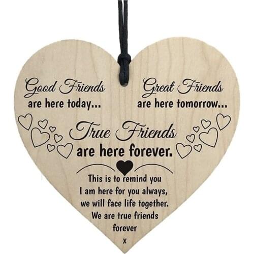 Wooden Heart-shaped Wood Crafts Good Friends Special Use Christmas Home DIY Tree Decoration Friendship Small Pendant Accessories