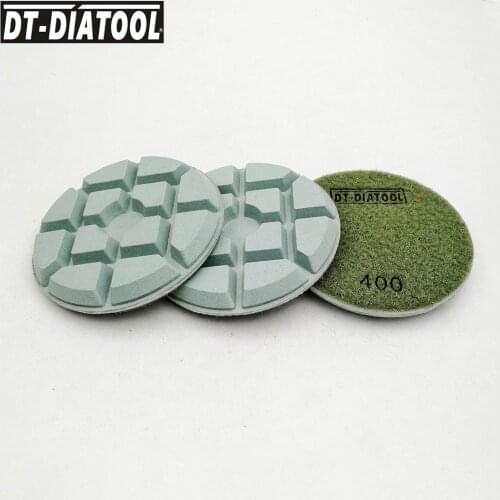 DT-DIATOOL 3pcs Dia 100mm/4" Diamond Sanding Discs Concrete Polishing Pads Resin Bond Pads Repairing For concrete Floor Grit#400