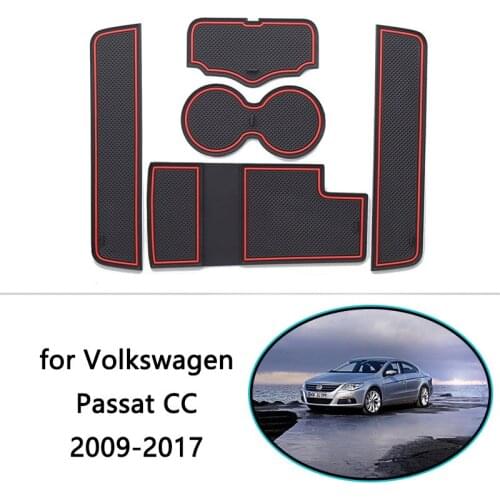 For VW Volkswagen Passat CC 2009~2017 Rubber Anti-slip Mat Door Groove Cup Pad Phone Cushion Gate Coaster Slot Car Accessories