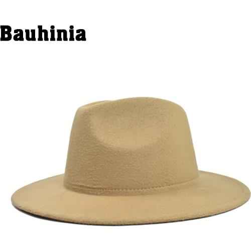 Autumn and winter Korean sunscreen wide-brimmed warm wool felt jazz fedora retro style big eaves solid color jazz hat