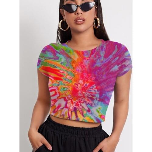 3d Tshirt Tie Dye T-shirt Women Dizziness Tshirts Casual Pigment Funny T shirts Harajuku Shirt Print Womens Clothing T shirts
