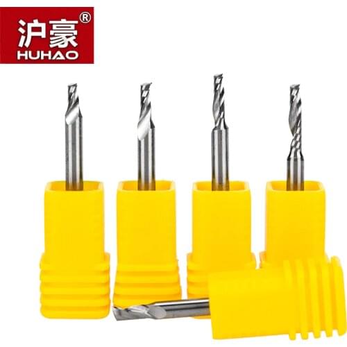 HUHAO 1pc Single Flute Spiral Cutter 3.175mm Shank CNC End Mill For Acrylic PVC Aluminium Carbide Tungsten Steel Milling Cutter