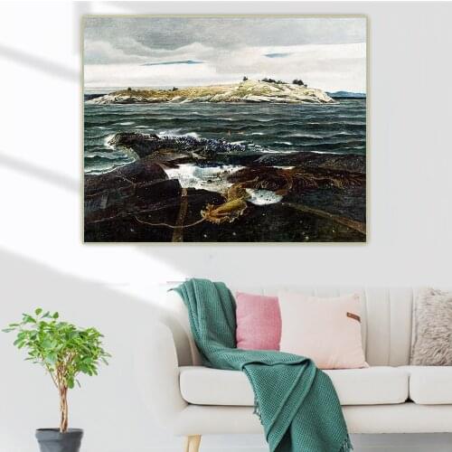 Citon Andrew Wyeth《Little Caldwells Island,1940》Canvas Oil Painting Artwork Picture Wall Decor Background Home Decoration