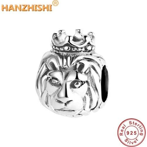 2021 Spring 100% 925 sterling silver Beads Crown Lion Silver Charms Fits pandora Bracelets Necklace DIY berloques Accessories