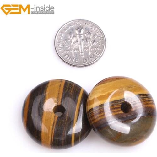 Gem-inside 25mm Natural Smooth Ring Circle Donuts Beads for Jewelry Making Necklace 1 piece Pendant DIY Jewellery