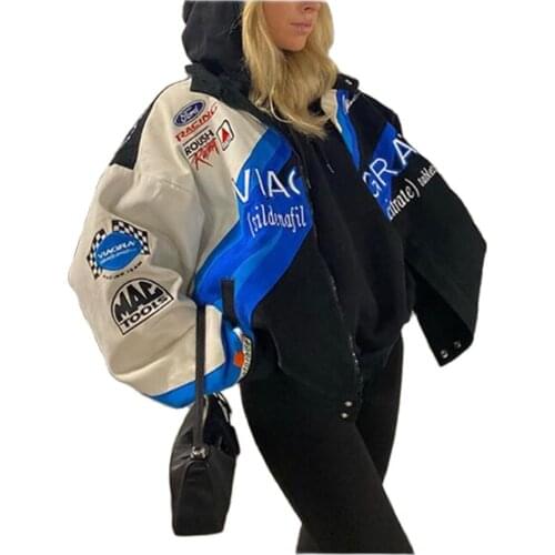 2021Fashion Sport Style Women/Girl Stand Collar Print Splicing Long Sleeve Zipper Jacket Korean Version Bat Type Loose Outerwear