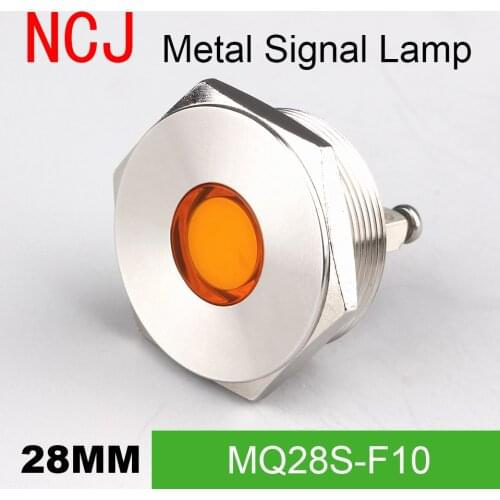 NCJ 28mm Metal LED Signal lamp Indicator pilot Warning light Signalization boat car panel dashboard 3V 6V 12V 24V 110V 220V