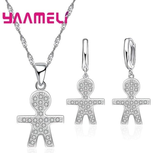 Cute Birthday Gifts For Girls Figure Shape Necklace With Earrings Best Quality 925 Sterling Silver Women Jewelry Sets