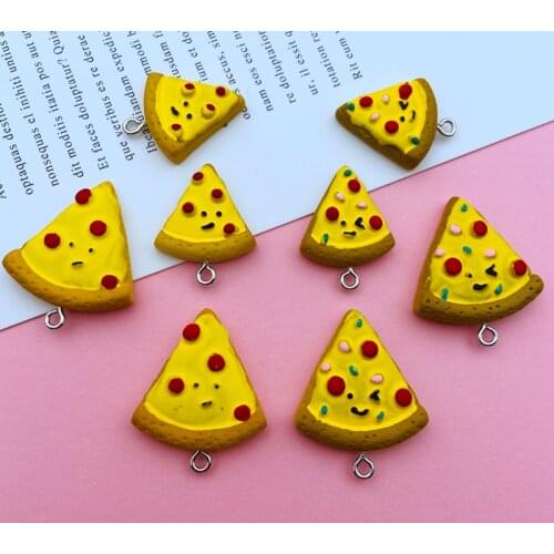 10pcs Hot Selling Resin Flatback Miniature Pizza Charm Pendant for Keychain, Earring, Scrapbooking, DIY Making, Necklace
