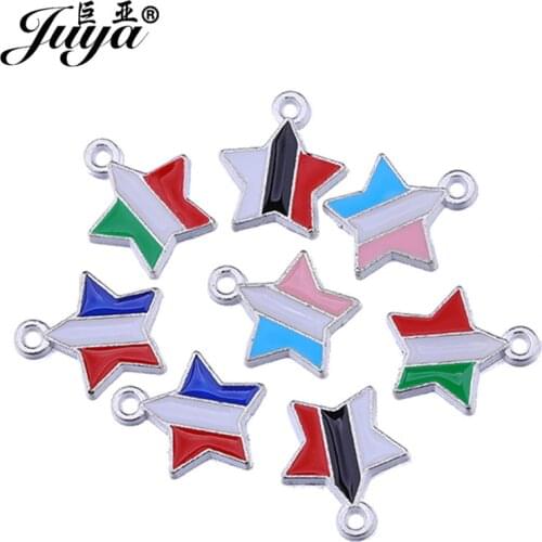 JUYA 10pcsFashion Handmade Enamel Jewelry Findings Alloy Pentagram Charms Pendant for Women Jewelry DIY Making Supplies AO0681