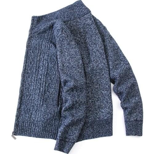 New knitwear jacket for men autumn winter warm thickened fleece wool sweater zipper cardigan fashion casual mens wear
