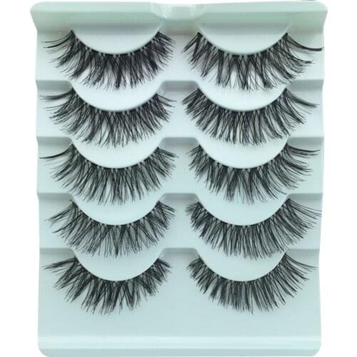 5Pairs Natural Long Messy Cross False Eyelashes Handmade Stunning Soft Thick Black Eye Lashes Beauty Makeup Extension Cosmetic