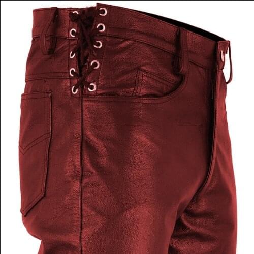 HOHO 2020 Mens New Casual PU Leather Pants Youth Fashion Strap Motorcycle Leather Pants