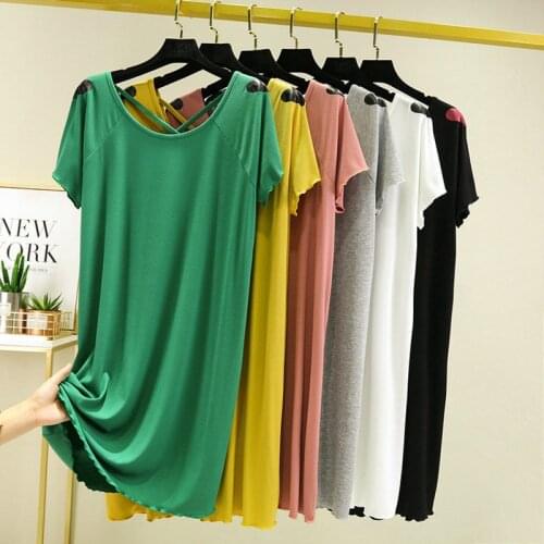 New Backless Sexy Sleepwear Women Modal Night Dress Short Sleeve Summer Nightwear Nightgowns Female Loose Short Nightdress