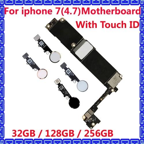 Original motherboard for iphone 7 Worldwide unlocked IOS system logic board 32GB 128GB 256GB mainboard with / without touch ID