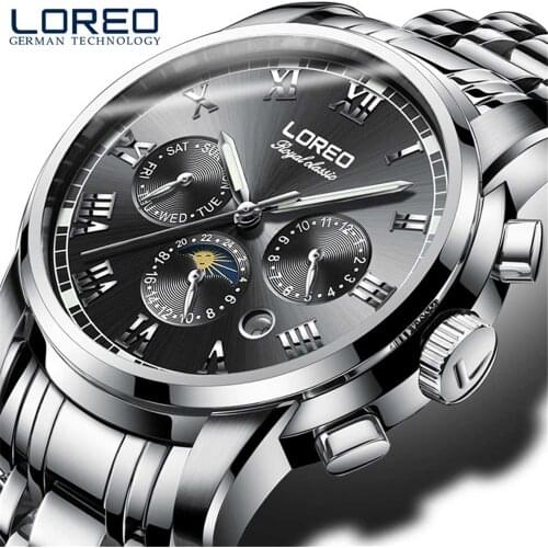 Swim 50m Automatic Mechanical Watch Sports Men LOREO Top Brand Luxury Male Wristwatch Fashion Casual Mens relojes hombre