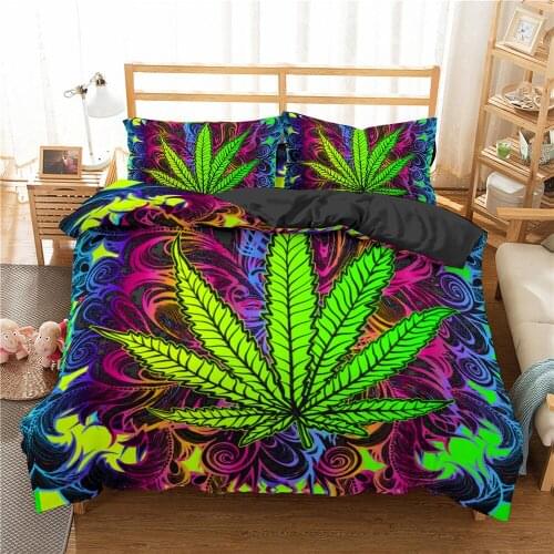 Leaves Duvet Cover New Arrival Weed Leaves Bedding Set Single Twin Queen King Size Quilt Cover Pillowcase Bed Cover Bedclothes