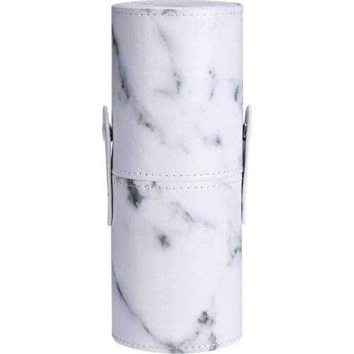 PU Leather Marble Pattern Portable Makeup Brush Holder Cosmetics Make Up Cup Storage Organizer Case