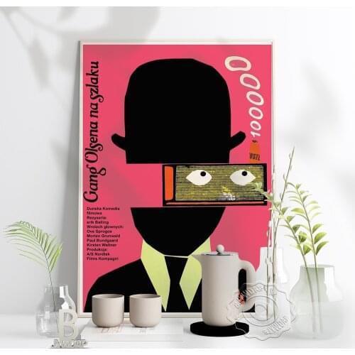 Polish Movie Olsen Gang Poster, Pink Background Vintage Art Prints, Gang Olsena Na Szlaku Fans Collection Home Wall Decor Gift