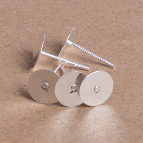 200pcs Silver Blank Earring Stud Base Fit 4 5 6 8 MM Gold Earring Post Flat Base Pins Settings DIY Earring Jewelry Findings