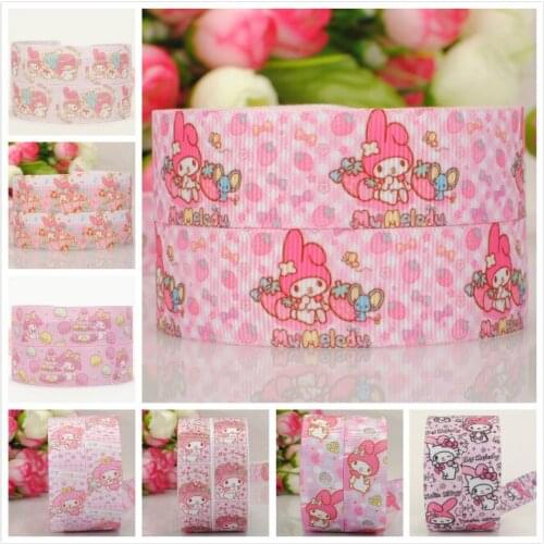 7/8 " 22 mm pink melody cartoon ribbon pattern printed grosgrain ribbon DIY ribbon free shipping