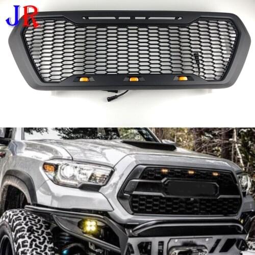 Fashionable for Toyota Tacoma 2016 2017 2018 2020 ABS Front Racing Grill Hood Black Grille Mesh Racing Grill with LED Lights