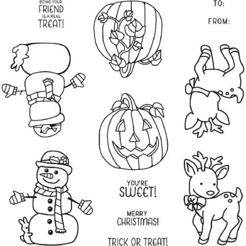 Pumpkin clear stamps trick or treat halloween stamps student diy card art stamps