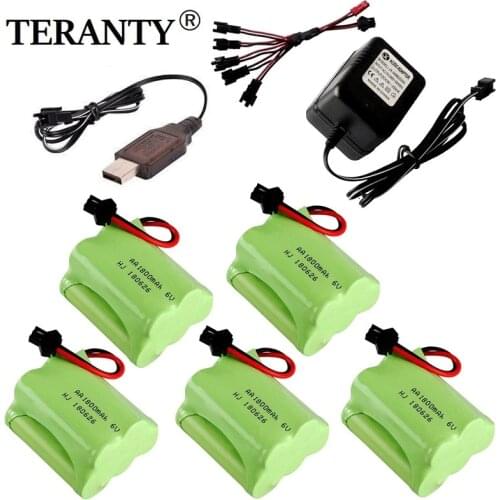 SM Plug) Ni-MH 6v 1800mah Battery + USB Charger For Rc toys Cars Tanks Robots Boats Guns 5* AA 6v Rechargeable Battery Pack