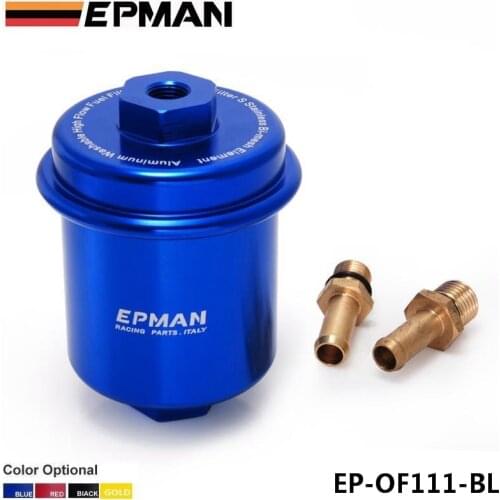Sport Universal Jdm Blue Aluminum High Flow Performance Fuel Filter Washable EP-OF111-BL