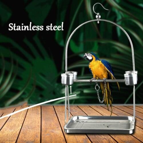 Parrot Stand Stainless Steel Standing Pole for Small Large Birds Hanging Shells House Outdoor Hanging Decoration Tent Swing Bed