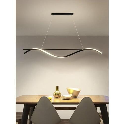 LED Nordic Chandelier Simple Modern Minimalist Pendant Chandelier Dining Room Bar Dining Room Iron Creative Strip Hanging Lamp
