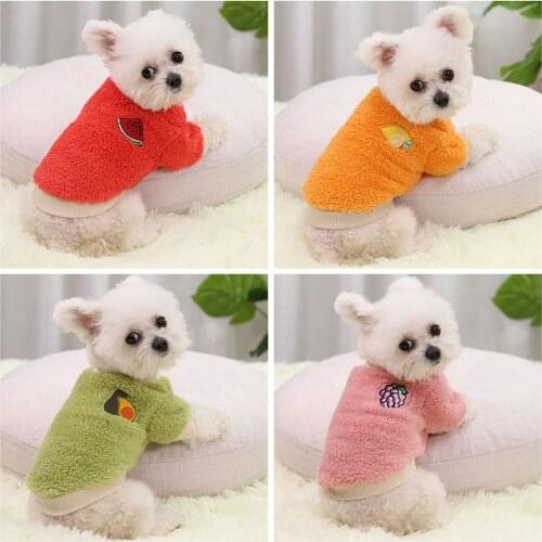 Warm Dog Clothes Cute Fruit Printed Puppy Dog Sweater Pets Cat Pullover Clothing Soft Fleece Winter Hoodies Coat for Small Dogs