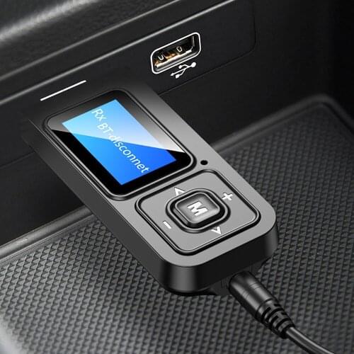 USB LCD Display Bluetooth 5.0 Audio Transmitter Receiver 3.5MM AUX RCA Stereo Wireless Adapter Dongle For PC TV Car Headphones