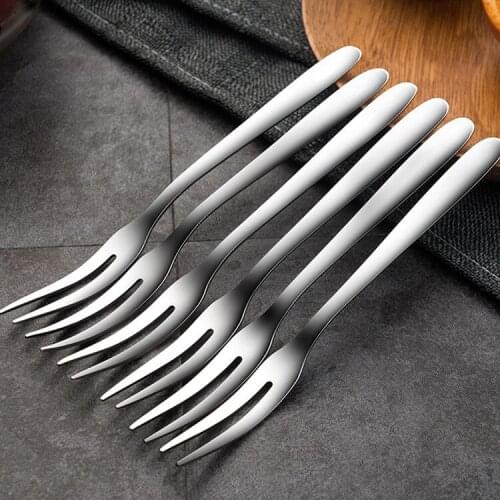 Stainless Steel Two-tine Fruit Fork Snack Cake Dessert Forks West Tableware Fruit Fork Cafeteria Home Flatware Kitchen Accessory