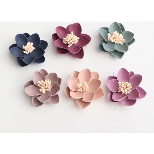 Lotus Petals Hair Flowers Clips For Headband Rose Fabric Flowers with stamen For Craft Hair Accessories