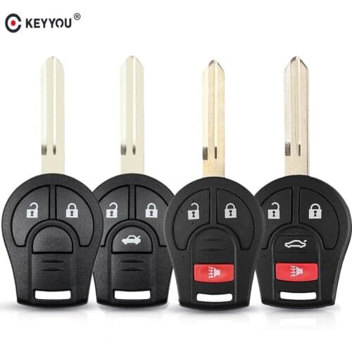 KEYYOU 10X Replacement Car key Shell For Nissan Cube Qashqai Juke Suny Sylphy March Tiida Micra 2/3/4 Buttons car key shell