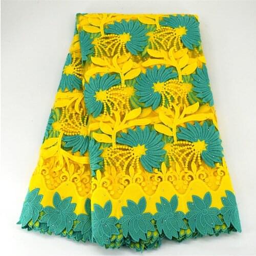 Yellow Lace Fabric 2020 High Quality Guipure Lace Latest African French Cord Lace Swiss Lace Fabrics For Nigerian Wedding 5Yards