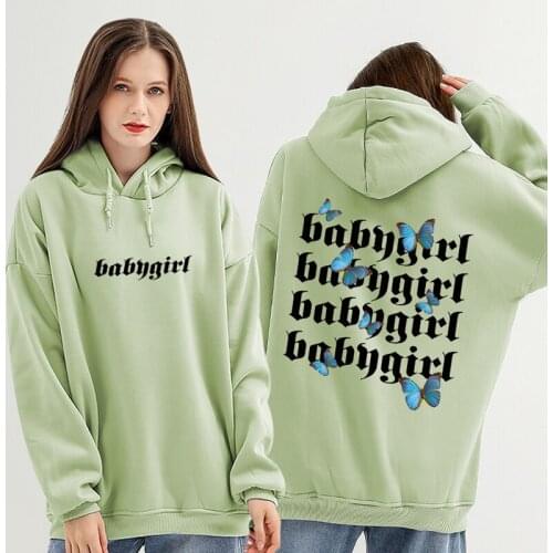 Oversized Sweatshirt Butterfly Letter Pullover Hooded Girl Long Sleeve Korean Style Hoodie for Women Fashion Harajuku Streetwear