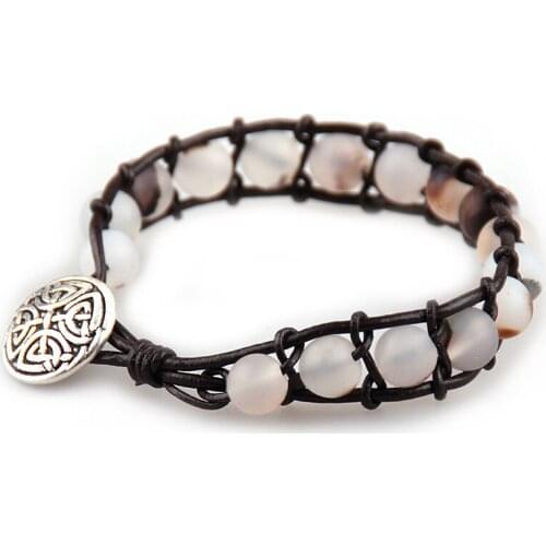 Free shipping Fashion Women Dress 8mm natural stone Armband Hand Weaved Lady Bracelets