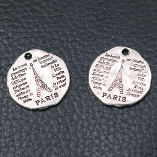 10pcs Silver Plated French Eiffel Tower Tags Pendant Retro Bracelet Metal Accessories DIY Charms For Jewelry Crafts Making A1578