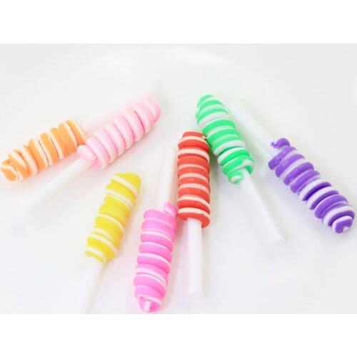 100/50pcs 8*52MM Long Lollipop Swirl Candy Charms Bow Making Hairbow Centers Craft Embellishment Scrapbooking Cabochon