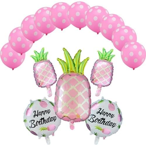 15 Pcs/Set Pineapple Shape Foil Balloons 12 Inch Latex Ballons Globos Hawaii Birthday Wedding Party Decoration Baby Show Balls