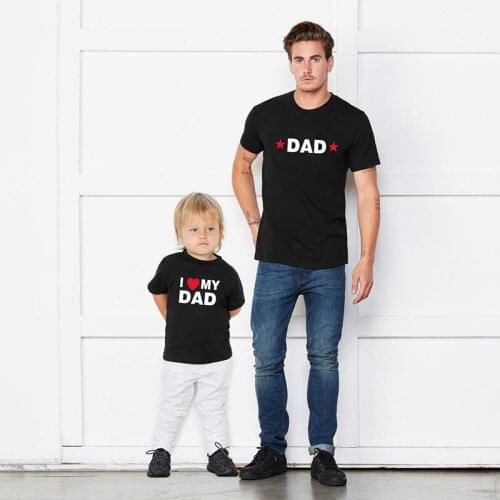 2021new DAD print Family Matching short t shirt clothes black Cotton Matching Family Look Outfits for Dad and Son Tshirt